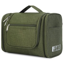 Large Hanging Toiletry Wash Bag Travel Makeup Cosmetic Organizer for Men Women by WANDF (Dark Green)