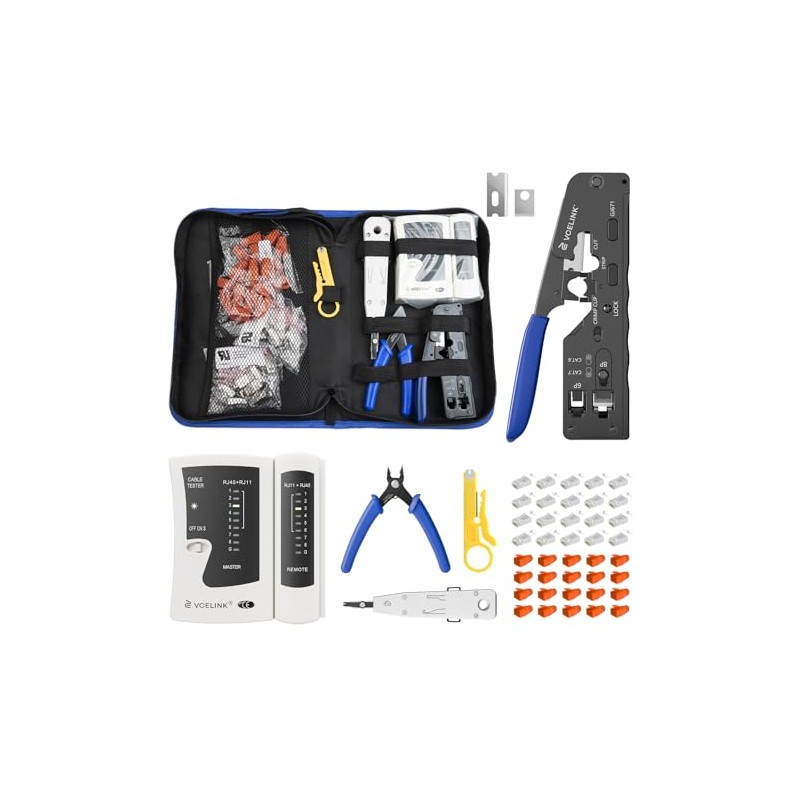VCELINK RJ45 Crimp Tool, All-In-One Ethernet Pass Through Crimper for