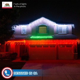 Russell Decor LED Icicle Lights Christmas Decorative String Curtain Lights with Remote 20ft ×2ft RGB Color Changing LED Lights Patio Porch Roof Party Wedding Indoor Outdoor Decoration