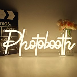 Photo Booth Neon Sign for Wall Decor Photo Booth Sign Neon Photo Booth Lights Photo Studio Led Light Photography Light Up Signs for Wedding Guestbook Open Engagement Party Business Reception