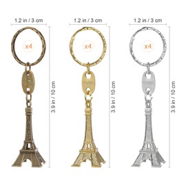ifundom Eiffel Tower Keychain, 12 Pieces Eiffel Tower Keyring Retro Adornment French Souvenirs Keychains