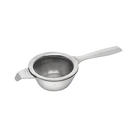 Genware NEV-11109 Tea Strainer And Bowl, Stainless Steel, 2"Wide, 5.1/2" Long
