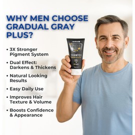MENFIRST Champú Gradual Gray Plus - Oscurece Y Da Volumen - Champú Tinte Para El Cabello, Pigmento Intenso, Cobertura De Canas, Acabado Natural, Fácil Aplicación En 3 Minutos, 130 Ml