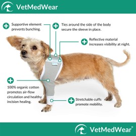 VetMedWear Shoulder Protective Sleeve for Dogs - E-Collar Alternative - After Surgery Wear - for Hot Spots, Wounds, Bandages, and Other Skin Conditions (XS - Long Sleeve, Teal Green)