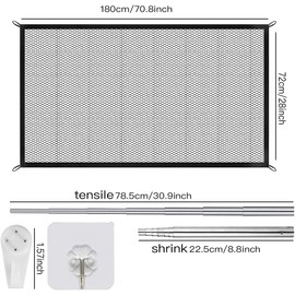 Portable Magic Gate for Pets,Dogs, 70.86 X 28.3in Mesh Indoor,Outdoor Safety, Pet Safety Guard Dog Gate, Portable Folding Gates, Easy to Install Anywhere, Fence, Hall, Doorway
