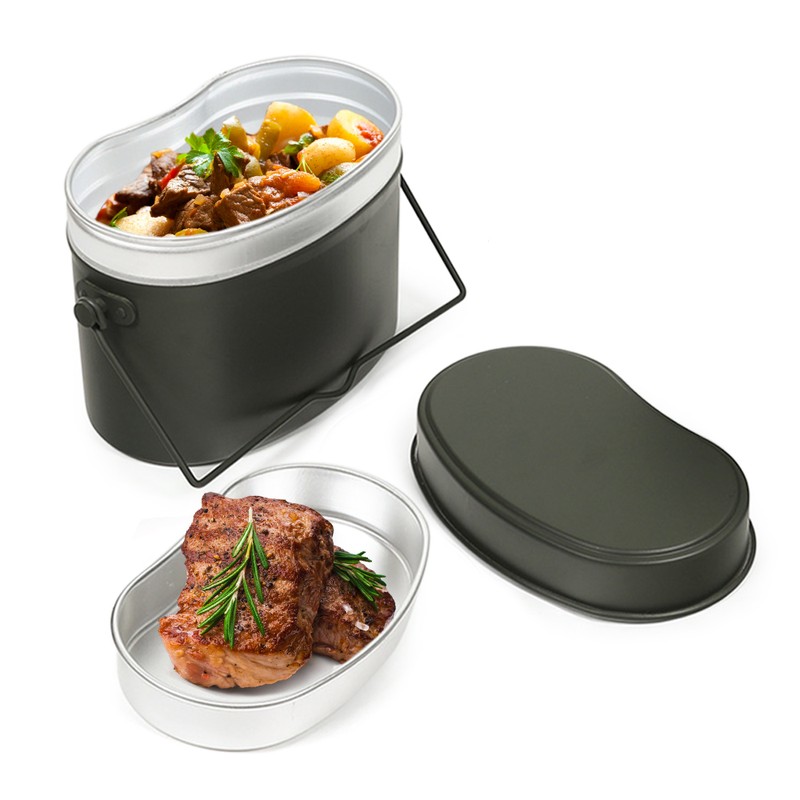 1.5L Outdoor Military Canteen Mess Tin Kit Camping Cookware Lunch