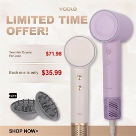 Yoole Plasma High-Speed Hair Dryer 110K RPM Advanced Plasma Technology  Thermo-Control & Ergonomic Design Ultra-Fast Drying for All Hair Types 【Autumn Promotion】 - Color: Space Gray