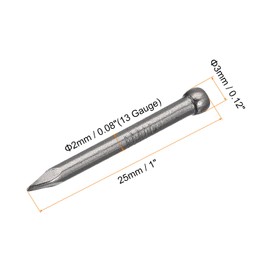 sourcing map Finishing Nails 50pcs 25mm 1 Inch Hand-Drive Hardware Carbon Steel Nail Lost Head Nails, Silver