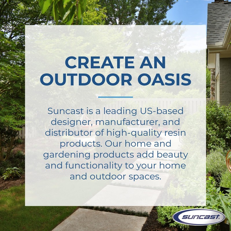 Suncast Farmington Weatherproof Smart-Tube Garden Hose Storage Container, Outdoor Hideaway