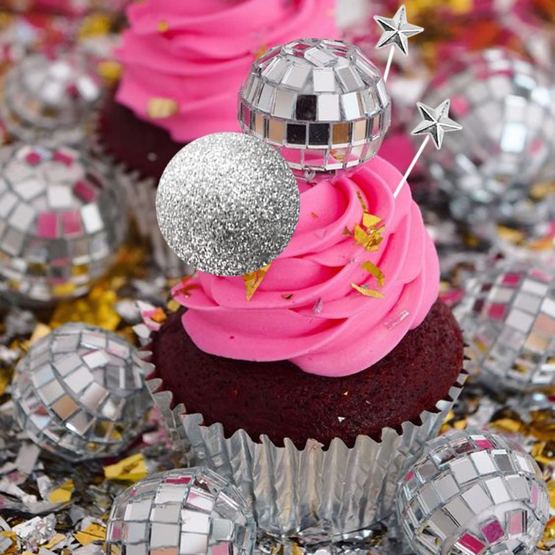 Bolas de discoteca para decoración de tartas, decoración bohemia con