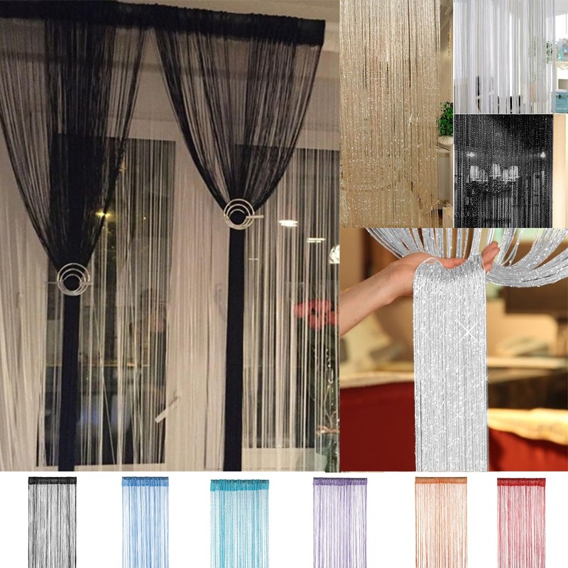 WedDecor String Curtains Glitter Fringe Panel Fly Screen Room Divider