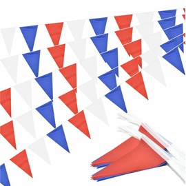 Red White and Blue Pennant Banner Garland Bunting Triangle Flag Patriotic Decorations for 4th of July Memorial Day Veterans Day Graduation 66Feet 60Pcs