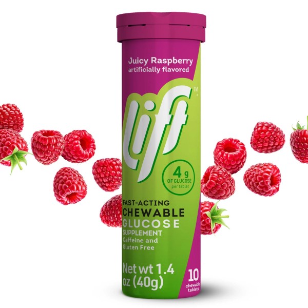 Lift Glucose Fast-Acting Glucose Chewable Energy Tablets Raspberry 10 ct