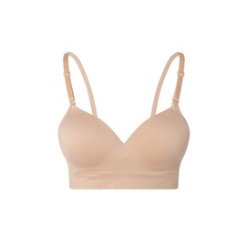 Lemef Wireless Bras for Women Seamless Padded Bras Beige, Size 2XL