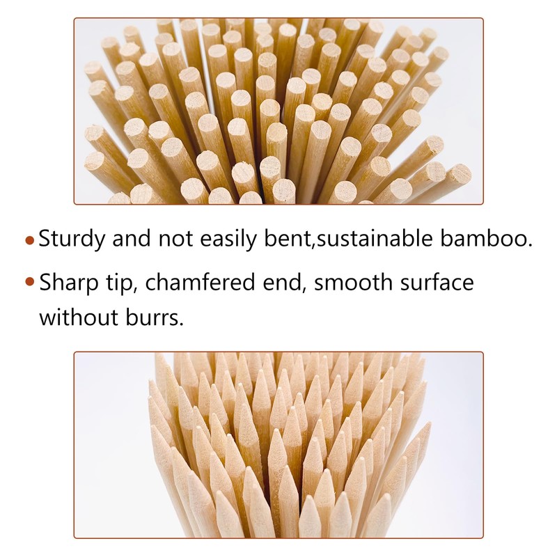 12" Natural Bamboo Wooden Skewers the diameter is 4mm (100