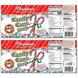 Candy Cane Christmas Gag Soup Can Labels - Party Decorations, Supplies and Favors - FUNNY Gift - Xmas Stocking Stuffer, White Elephant Party, Secret Santa (2)