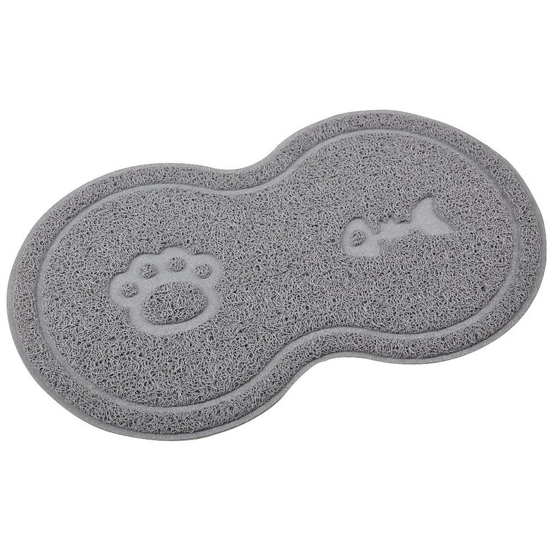 8-Shaped Small Cat Litter Box Debris Catcher Mat,18x10 Inches (Gray)