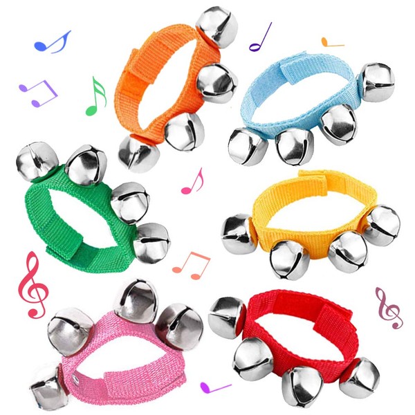 6 PCS Percussion Instruments, Wrist Bells Jingle Bells Musical Rhythm Toys