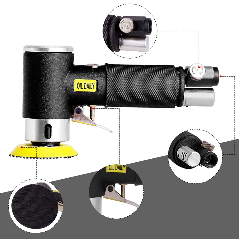 Mini Air Sander,Random Orbital Air Sander Kit,Mini Pneumatic Sander for