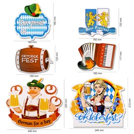 HOWAF 24pcs Oktoberfest Party Decoration Centerpieces Sticks, German Beer Festival Table Centerpieces for Oktoberfest Party Table Decor, Oktoberfest Paper Cutouts, Oktoberfest Table Toppers