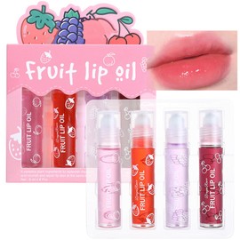 Clear Lip Gloss Sets for Teenage Girls, Lip Oil Kit Fruit Hydrating Plumping Lip Balm Lip Glow Oil, Moisturizing Roll on Liquid Lipstick Lip Care Set Lipgloss Make up Gifts for Women and Girls