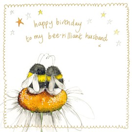 Alex Clark Husband Birthday Card - Bee-rilliant Husband Foil Card - Bees - Flowers - Nature - Daisies - Greeting Card - Cards To Celebrate - For Him - Designed and Printed in the UK…
