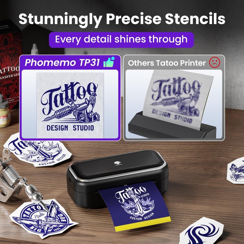 TP31 Mini Tattoo Stencil Printer for 3-Inch Tattoos, Portable