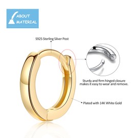 9ct Gold Hoop Earings for Womens - Small 8mm Hoop Earrings Sterling Silver Cartilage Sleeper Hoops, Girls Silver Earrings Set | Hypoallergenic Helix Tragus Jewellery Endless Huggie Hoops for Men