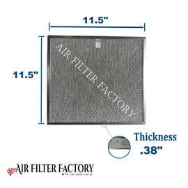 Air Filter Factory Replacement For 99010467, S99010467 Broan Nutone 11.5 x 11.5 x 0.38 Inches Range Hood Aluminum Mesh Grease Vent Filter
