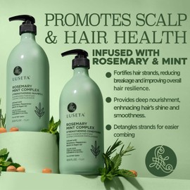 Luseta Rosemary Mint Strengthening Shampoo and Conditioner Set Nourish & Smooth Damaged Hair Thickening Shampoo for Thinning Hair,Add Shine for All Hair Types, for Men and Women 33.8oz×2