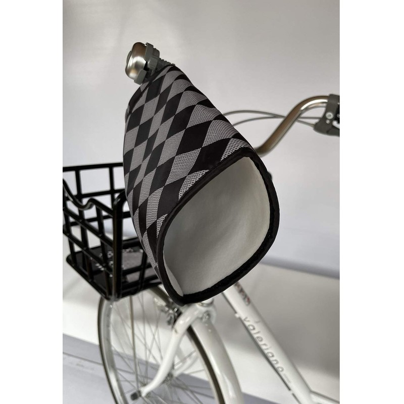 Cold Weather Bicycle Steering Wheel Cover, Black, Gray Plaid