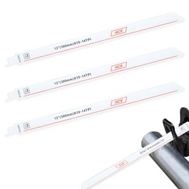 3PCS 12Inch Reciprocating Saw Blade for Fast Metal Cutting, 10-14 TPI 300mm Long Sabre Saw Blades for Metals, Bi-Metal Recip Saw Blades for Bosch, Dewalt, Makita, Ryobi, Black & Decker Recip Saws