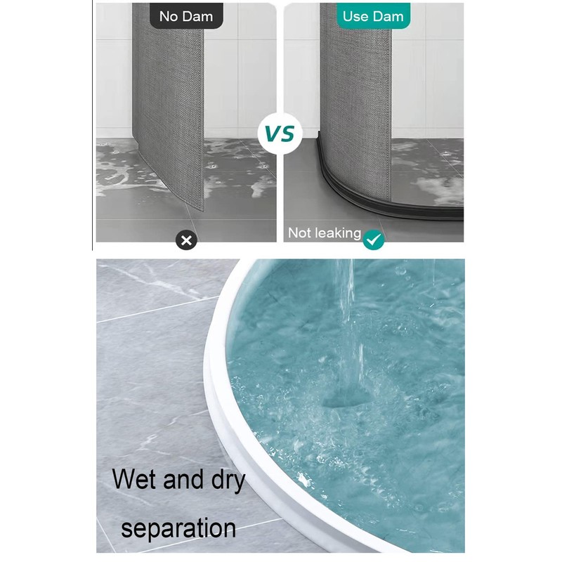 3" High Shower Water Splash Guard 39 Inch Collapsible Shower