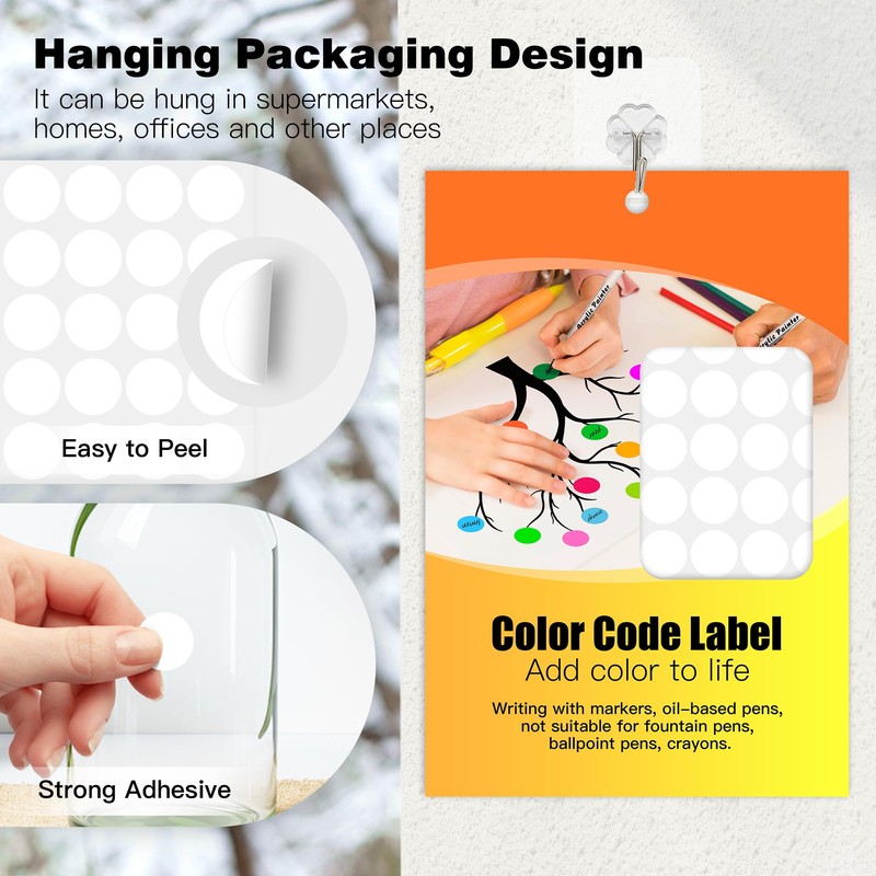 1320PCS Color Coding Labels (15 Sheets) - 3/4 Inch White