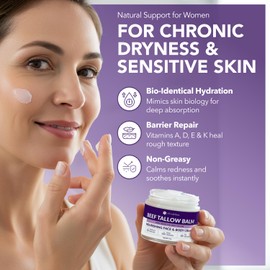 Intimate Rose Whipped Beef Tallow for Skin, Face & Body - Doctor Recommended 100% Grass Fed Balm with Organic Honey & Calendula - Natural Moisturizer for Dry Sensitive Skin - Unscented, 2oz.