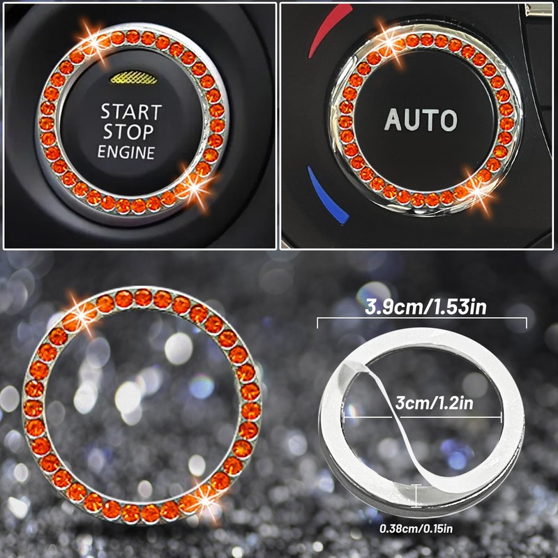 NBTEPEM 27 PCs Orange Bling Car Accessories Set for Women,