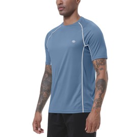 MoFiz UV Shirt Men's Water Swimming Shirt Swimming T-Shirt for Surfing Quick Drying Rash Guard Hiking Functional Shirt, Grey Blue1, L
