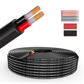 Wirelume 18AWG 2 x 0.75 mm² Electric Wire 2 Core Cable 5V/12V/24V Stranded PVC Power Cable 10FT/3.048M Low Voltage Tinned Copper Cable Sheathed Cable Wet Room Cable Electric Cable