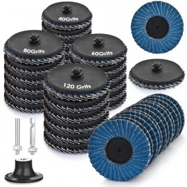 24Pcs Die Grinder Sanding Disc, 2 Inch Flap Disc Set with 1/4 Inch Shank, Roll Lock Sanding Wheel 40 60 80 120 Grit for Metal Rust Removal