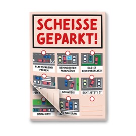 iSecur 1 notepad Scheiße geparkt! I 50 sheets I DIN A6 I red I windscreen I choices I kfz798