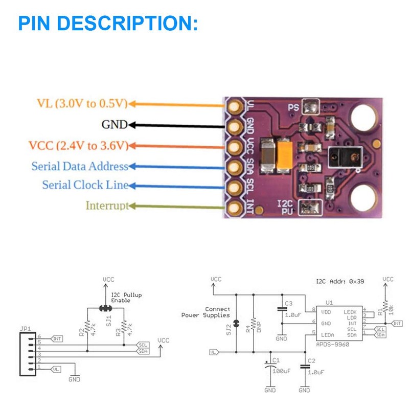 Youmile 2 Pcs APDS-9960 APDS9960 non-contact RGB Gesture Recognition Moving