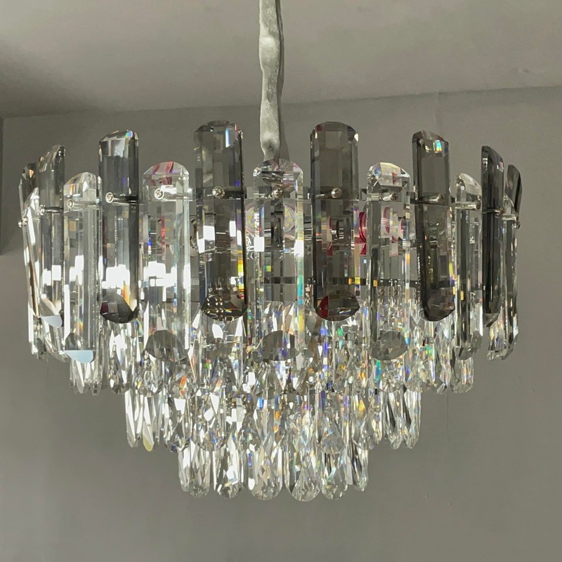 LANGLITIAODENG Crystal Chandeliers Dia 17.7" Modern Ceiling Light Fixture Adjustable