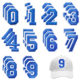 QZKJQDD 30 Pcs Iron On Numbers, Blue Numbers 0-9 Iron Letters, Embroidered On Patches for Clothes, Digital On Patches for DIY Clothing, Jackets, Shirts, Hats, Bags and Jeans