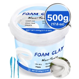 Upgraded Air Dry Clay, Multi-Purpose Foam Clay for Adults and Kids, High Density and Quality Modeling Clay for Cosplay, Arts & Crafts, Super Safe Materials, Perfect Model Magic Gifts, 17.6 oz (White)