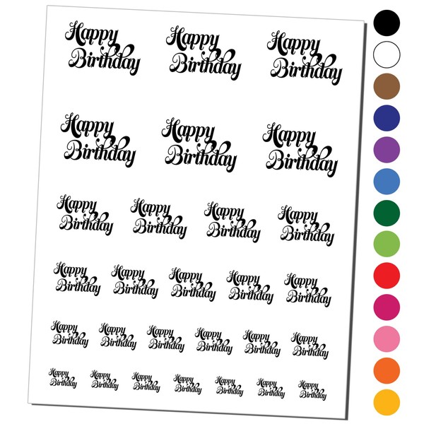 Happy Birthday Elegant Text Temporary Tattoo Water Resistant Fake Body
