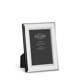 EDZARD Turin Picture Frame (10 x 15 cm), Elegant Silver-Plated, Tarnish-Resistant, Pearl Edge, 2 Hangers, Photo Frame, Silver Frame in Portrait and Landscape Format