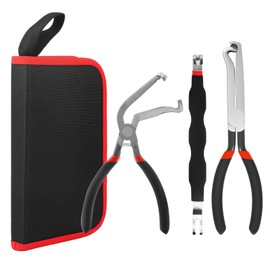 3 Pcs Carbon Steel Electrical Disconnect Pliers Set with Organizer Bag Multipurpose Electrical Connector Removal Tool for Car Repair...(Black red)