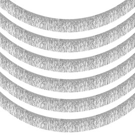 6 Pack Foil Curtain Backdrop, Silver Tinsel Foil Fringe Curtains Photo Booth Props for Birthday Wedding Bachelorette Holiday Celebration Party Decorations