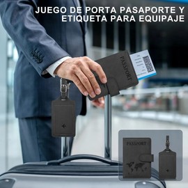 AVENIX Porta Pasaporte RFID con Etiqueta de Equipaje, PU, Cierre Magnético