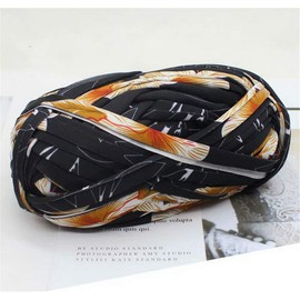 1 PCS Colorful T-Shirt Yarn Knitting Yarn Fabric Crochet Cloth for DIY Knitted Fabric Art (#42 Black Flower)